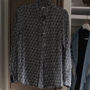 Monochrome Patterned Men's Button Down Shirt